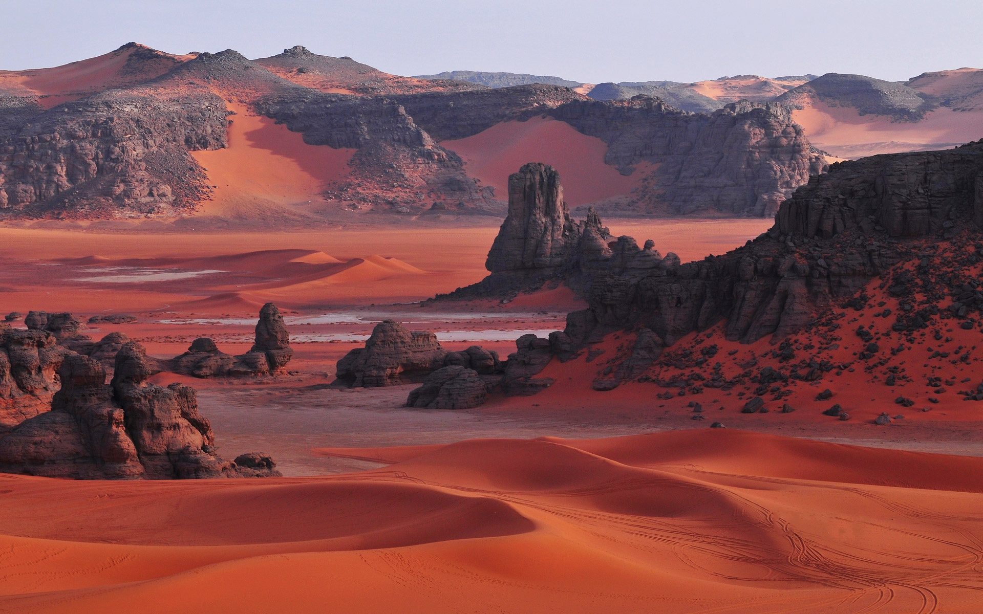 Tadrart rock formations at sunset, Tassili n'Ajjer