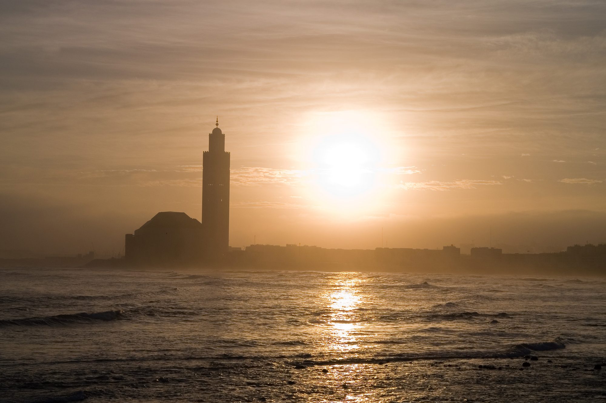 Hassan II Mosque in sunlight
