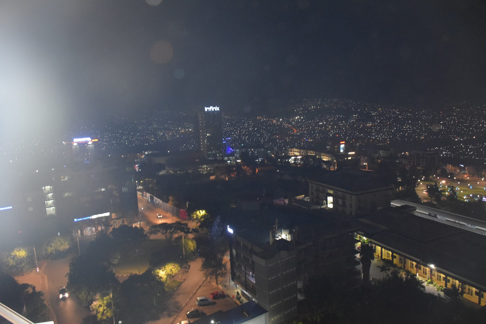Panoramic view of Kigali at night